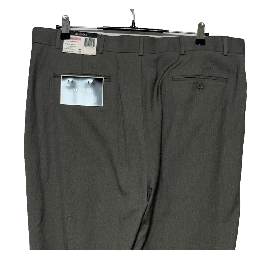 Alfani Dress Pants Mens 40X30 Gray Pleated‎ Casual Office Career NWT